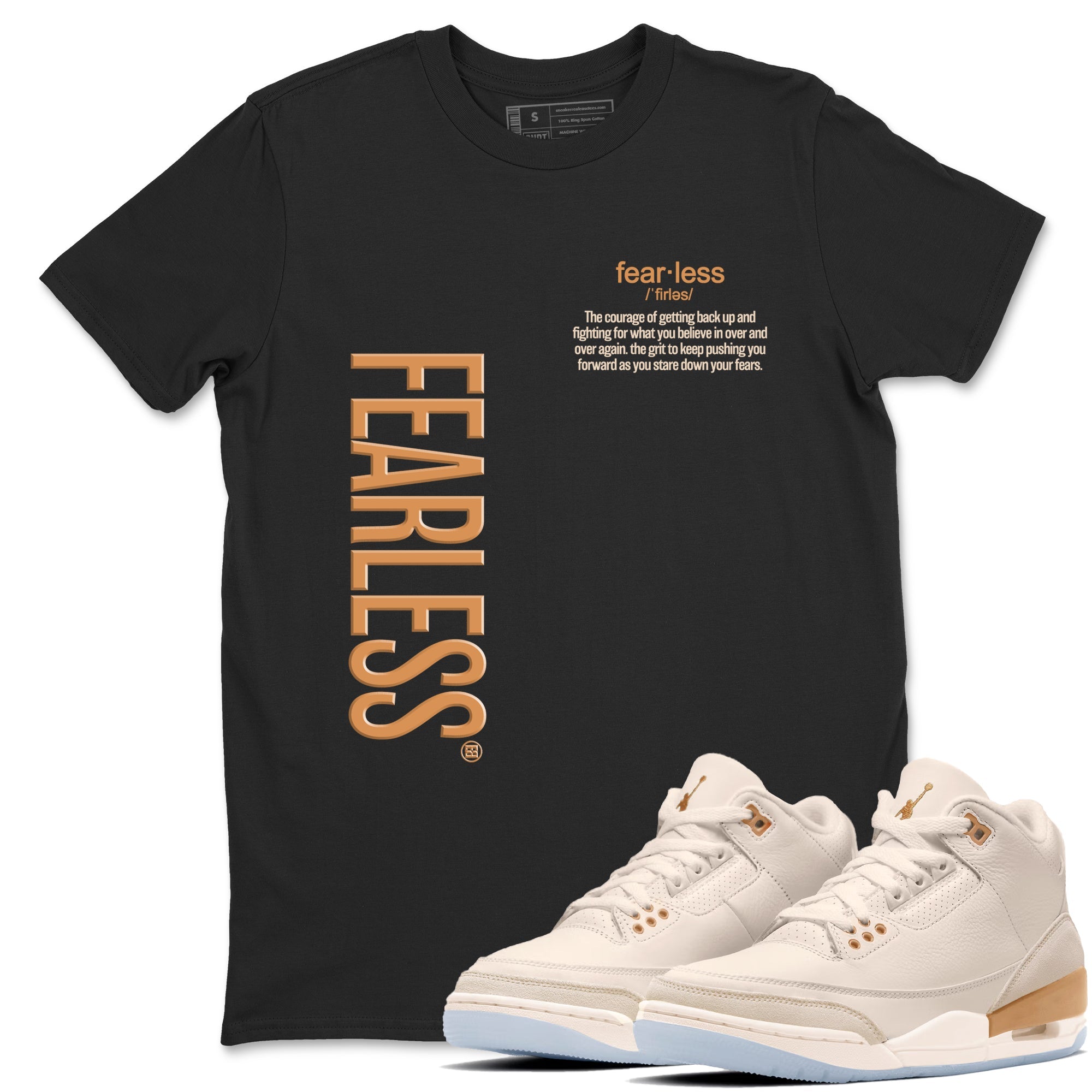 Sneaker match tees – Sneaker Tees To Match Air Jordan 3 Champagne and Oysters Shoes – Fearless Definition Tee Black 1