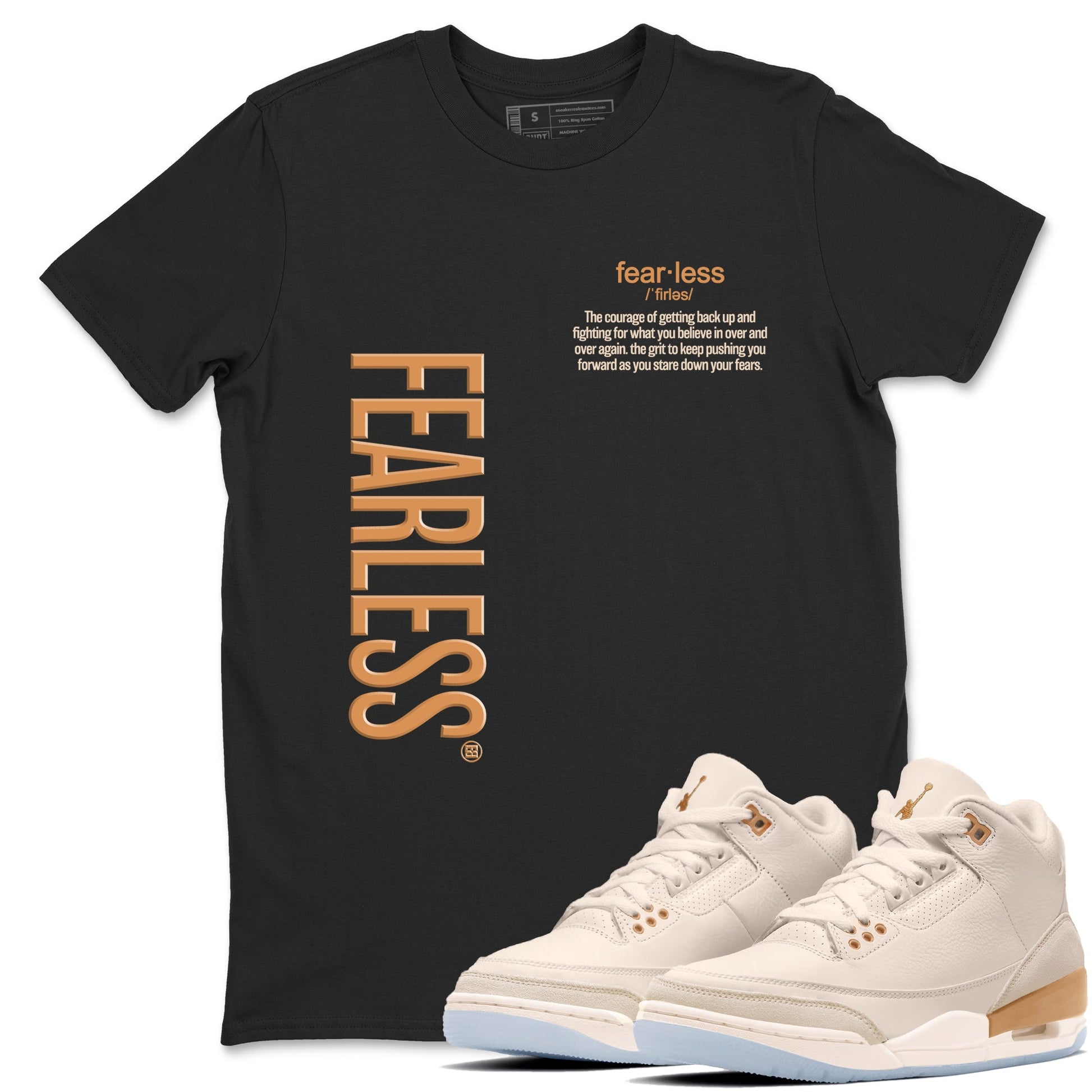 Sneaker match tees – Sneaker Tees To Match Air Jordan 3 Champagne and Oysters Shoes – Fearless Definition Tee Black 1
