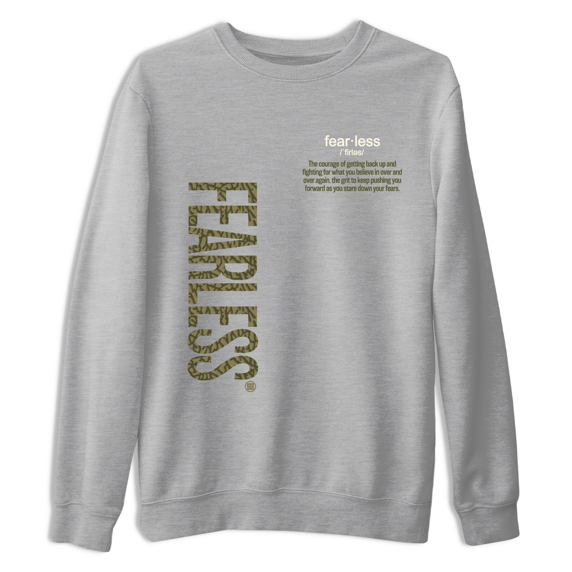 Sneaker Threads – Sneaker Tees To Match Air Jordan 3 Medium Olive – Fearless Definition Graphic Tee Heather Grey 2. Perfect for Jordan releases 2025 colorways.