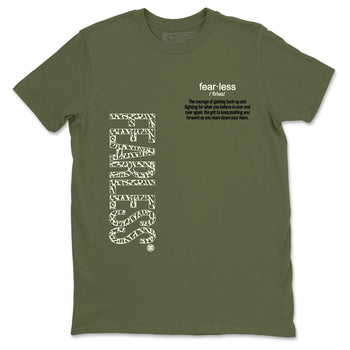 Sneaker Threads – Sneaker Tees To Match Air Jordan 3 Medium Olive – Fearless Definition Graphic Tee Military Green 2. Perfect for Jordan releases 2025 colorways.