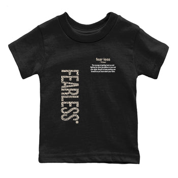 Fearless Definition baby and kids t-shirt crafted for little sneakerheads to shine with the Air Jordan 3 Pure Money sneakers, displayed in Black 2.