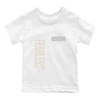 Fearless Definition baby and kids t-shirt crafted for little sneakerheads to shine with the Air Jordan 3 Pure Money sneakers, displayed in White 2.