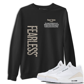 Fearless Definition sneaker match t-shirt styled to complete your fit with the Air Jordan 3 Pure Money sneakers, shown in Black 1.