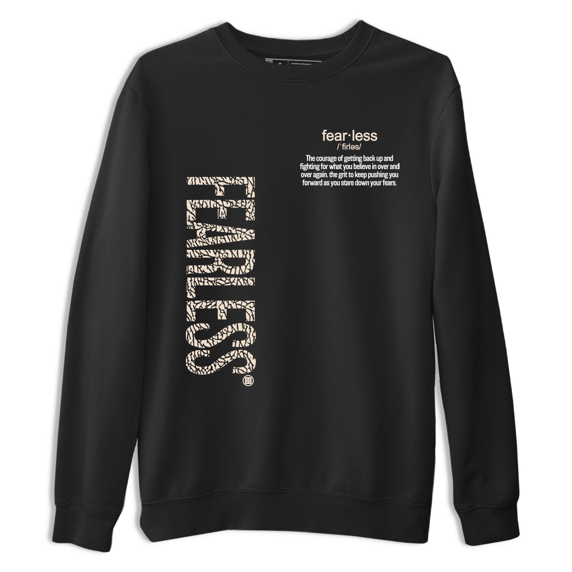 Fearless Definition sneaker match t-shirt styled to complete your fit with the Air Jordan 3 Pure Money sneakers, shown in Black 2.
