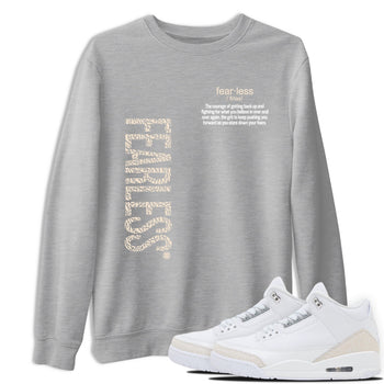 Fearless Definition sneaker match t-shirt styled to complete your fit with the Air Jordan 3 Pure Money sneakers, shown in Heather Grey 1.