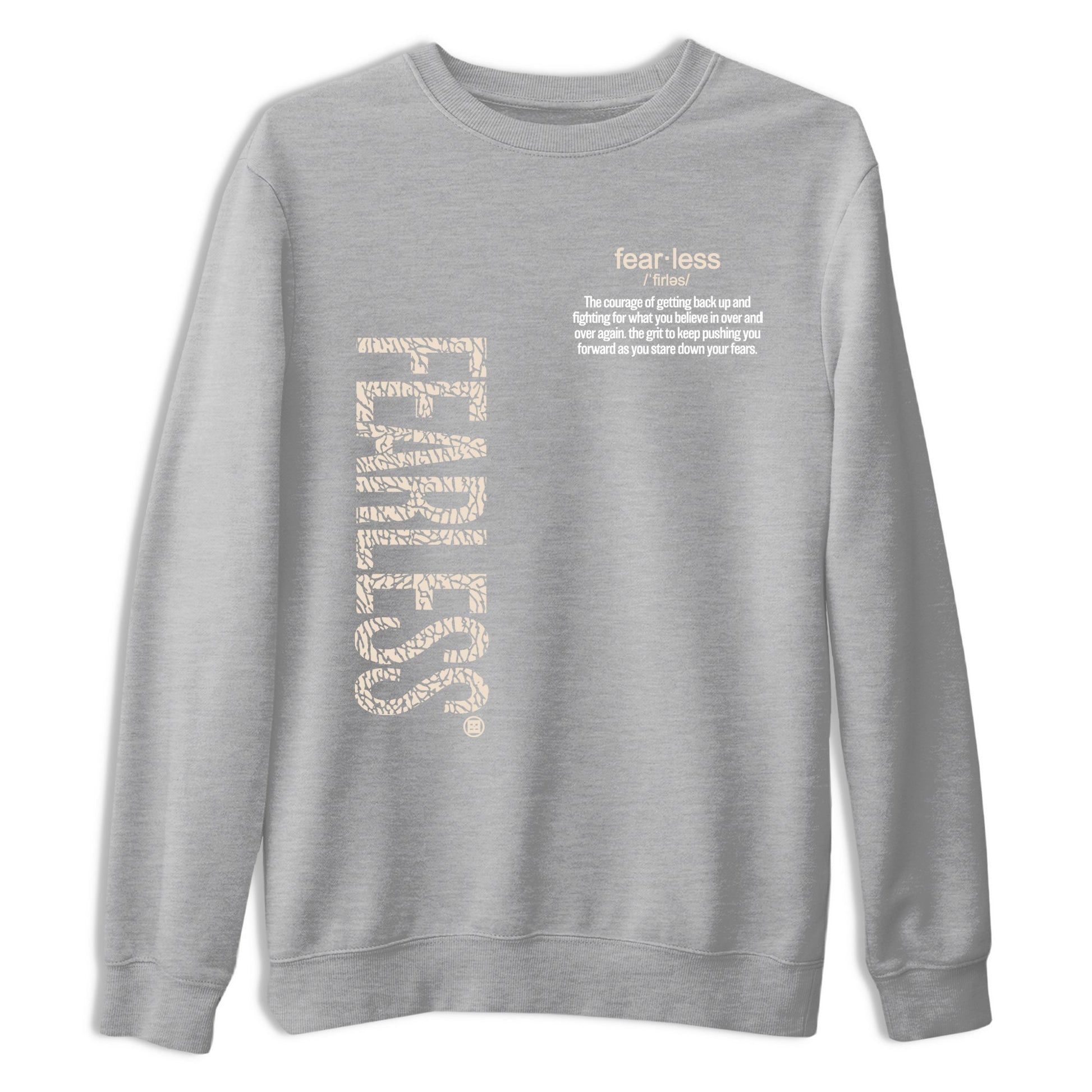 Fearless Definition sneaker match t-shirt styled to complete your fit with the Air Jordan 3 Pure Money sneakers, shown in Heather Grey 2.