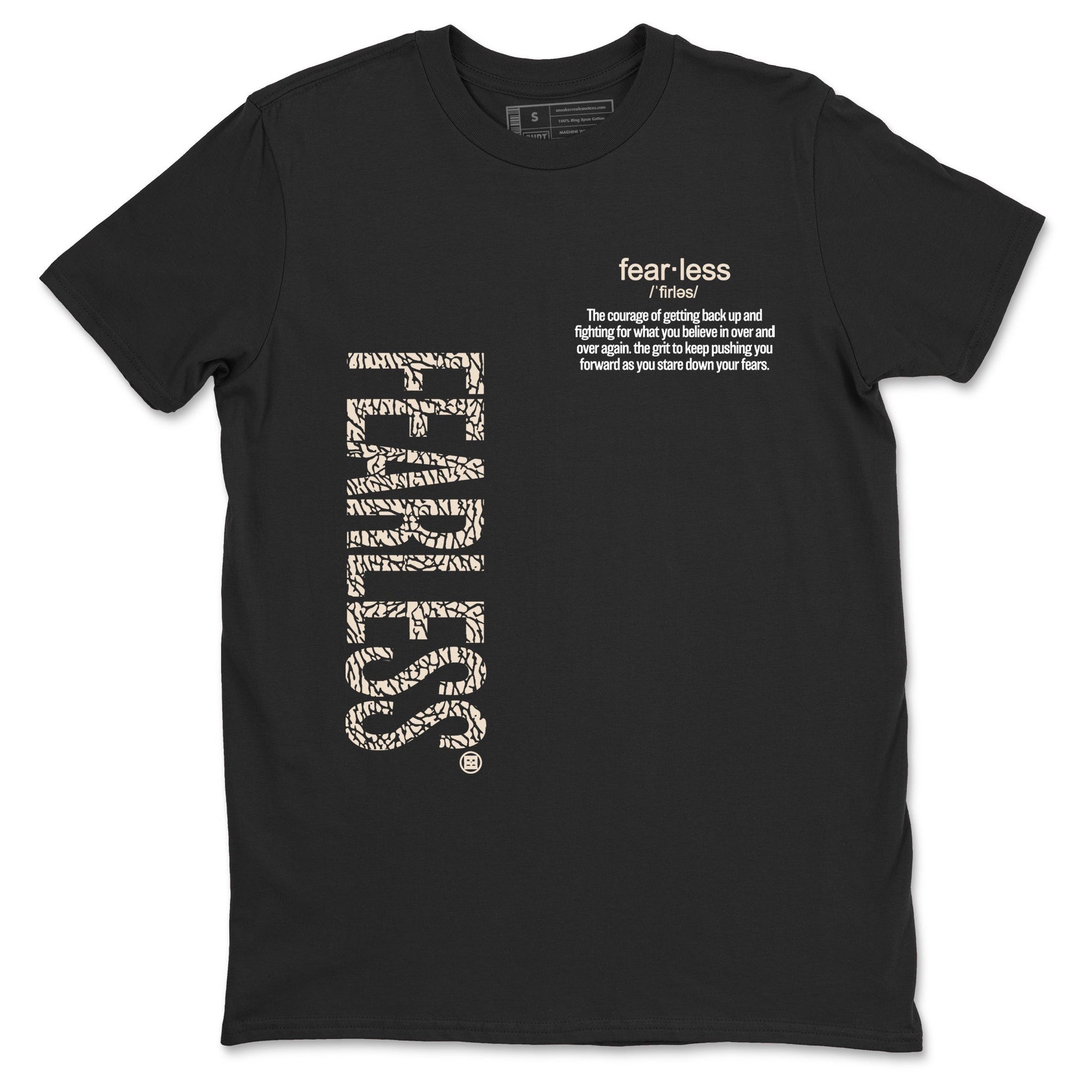 Fearless Definition sneaker match t-shirt styled to complete your fit with the Air Jordan 3 Pure Money sneakers, shown in Black 2.
