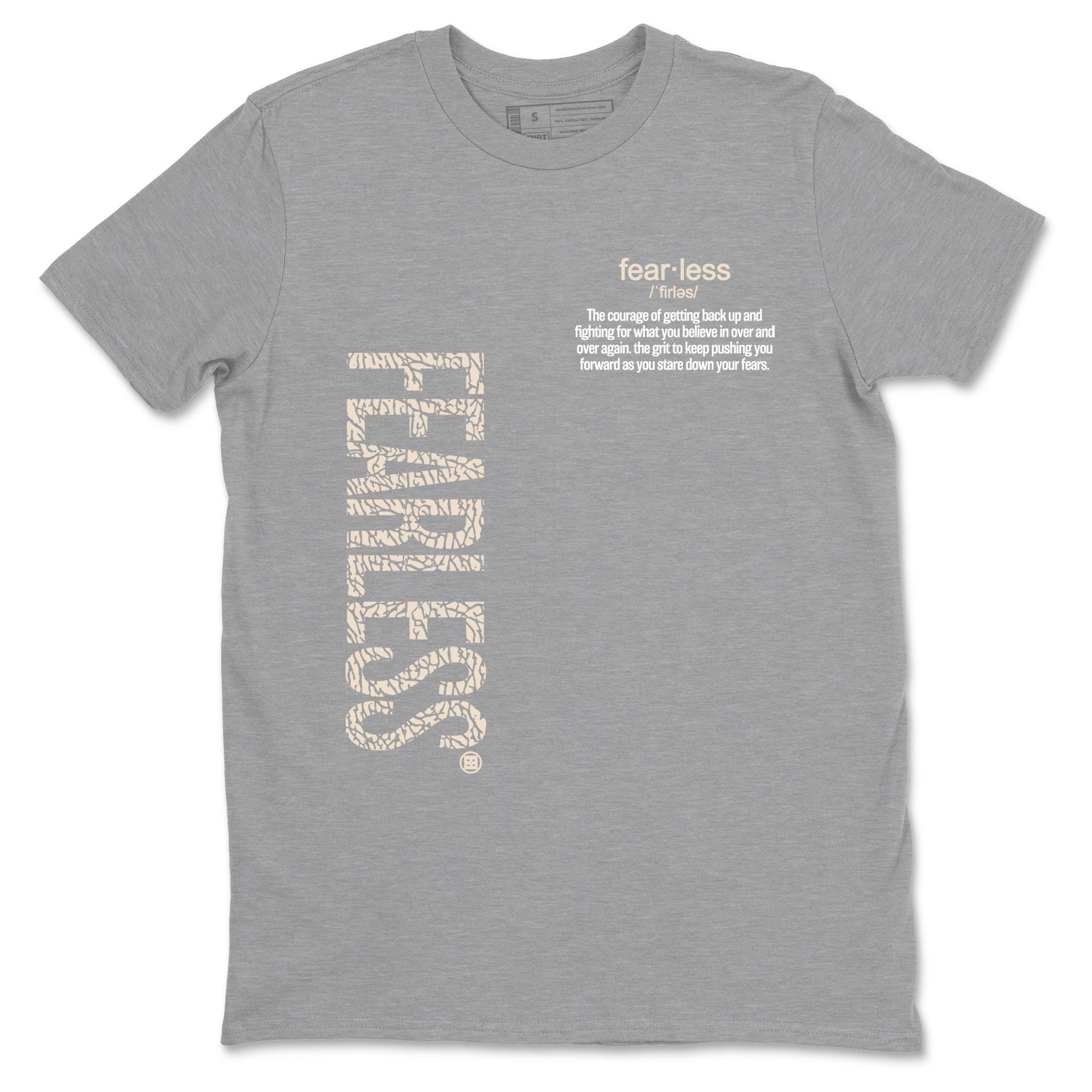 Fearless Definition sneaker match t-shirt styled to complete your fit with the Air Jordan 3 Pure Money sneakers, shown in Heather Grey 2.