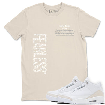 Fearless Definition sneaker match t-shirt styled to complete your fit with the Air Jordan 3 Pure Money sneakers, shown in Natural 1.