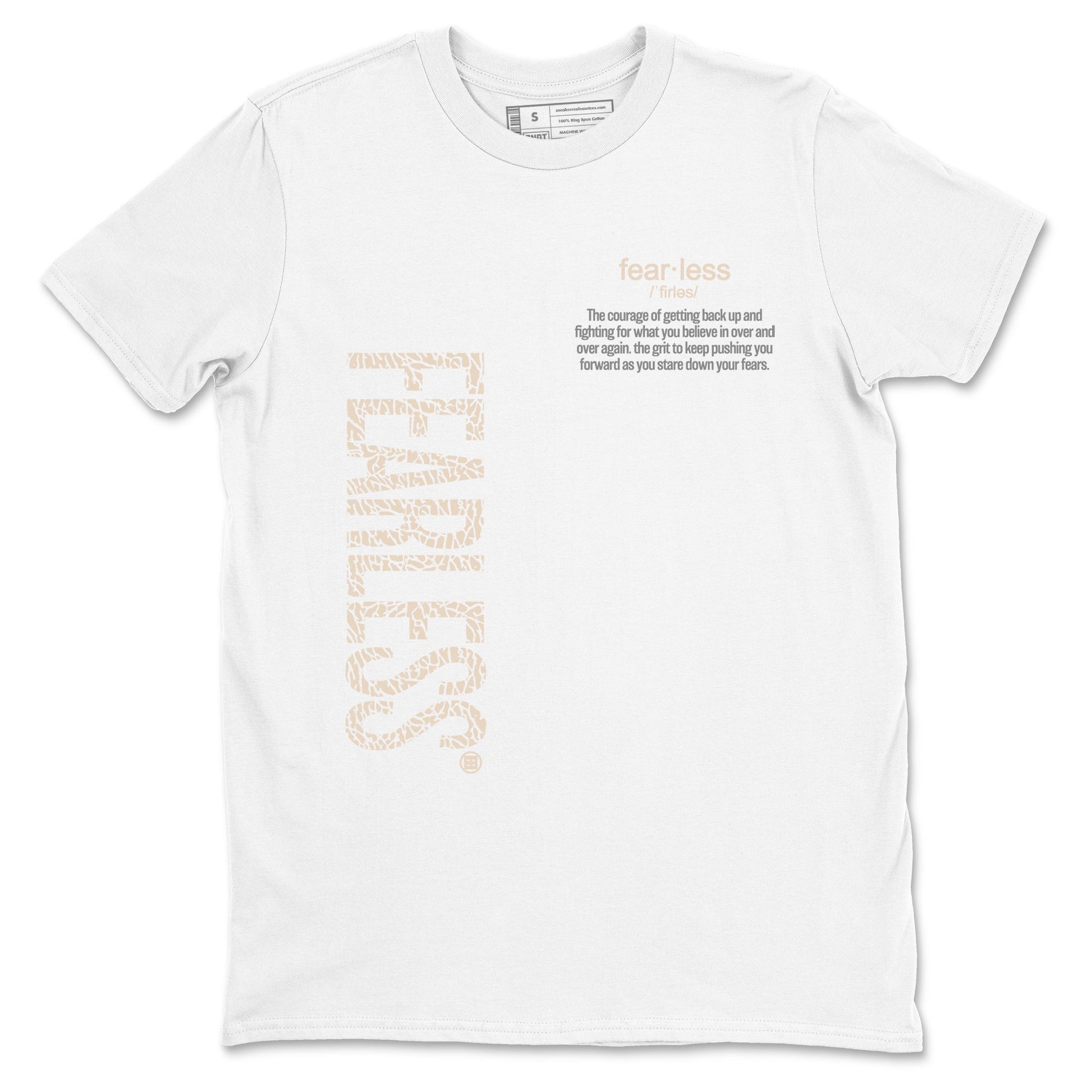 Fearless Definition sneaker match t-shirt styled to complete your fit with the Air Jordan 3 Pure Money sneakers, shown in White 2.