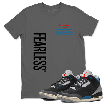 Fearless Definition sneaker match t-shirt styled to complete your fit with the Air Jordan 3 Rare Air sneakers, shown in Cool Grey 1.