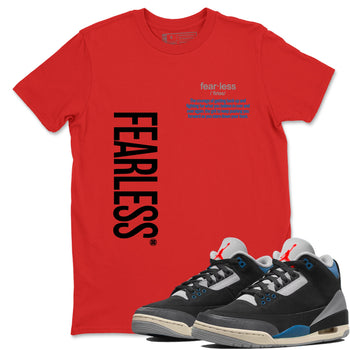 Fearless Definition sneaker match t-shirt styled to complete your fit with the Air Jordan 3 Rare Air sneakers, shown in Red 1.