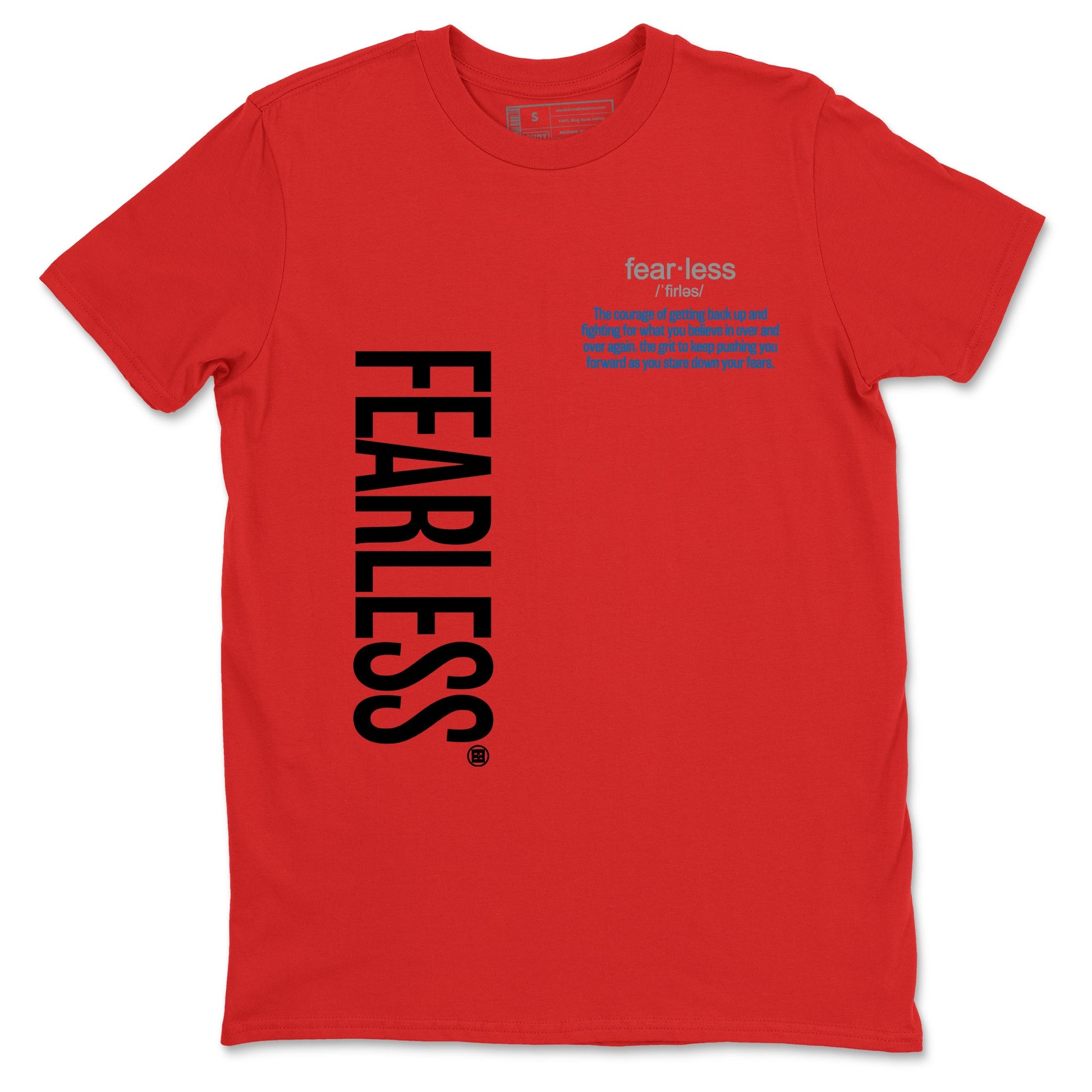 Fearless Definition sneaker match t-shirt styled to complete your fit with the Air Jordan 3 Rare Air sneakers, shown in Red 2.