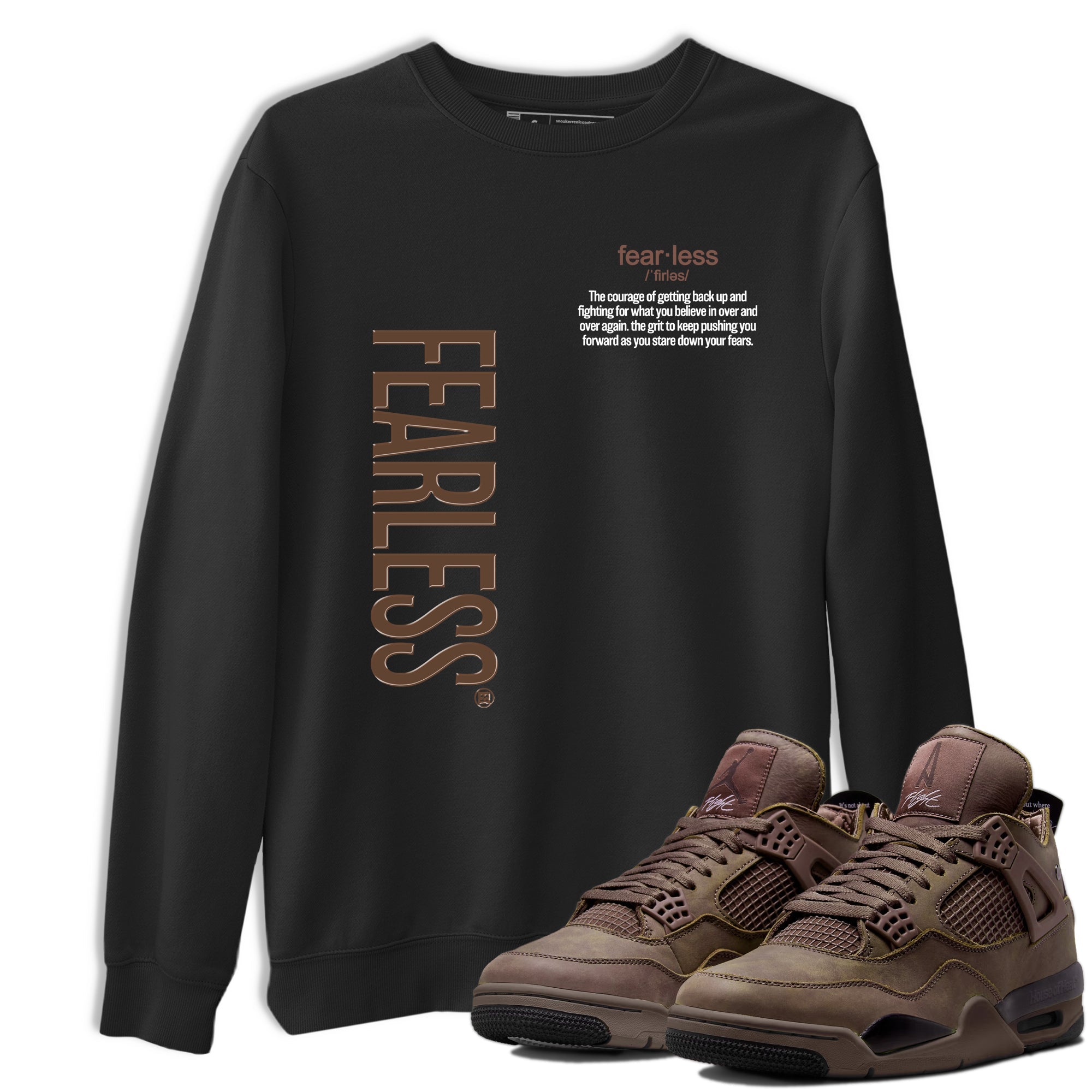 Best Christmas gifts for sneakerheads - Sneaker Tees To Match Air Jordan 4 A Ma Maniere x Dark Mocha Sneakers – Fearless Definition Tee Black 1