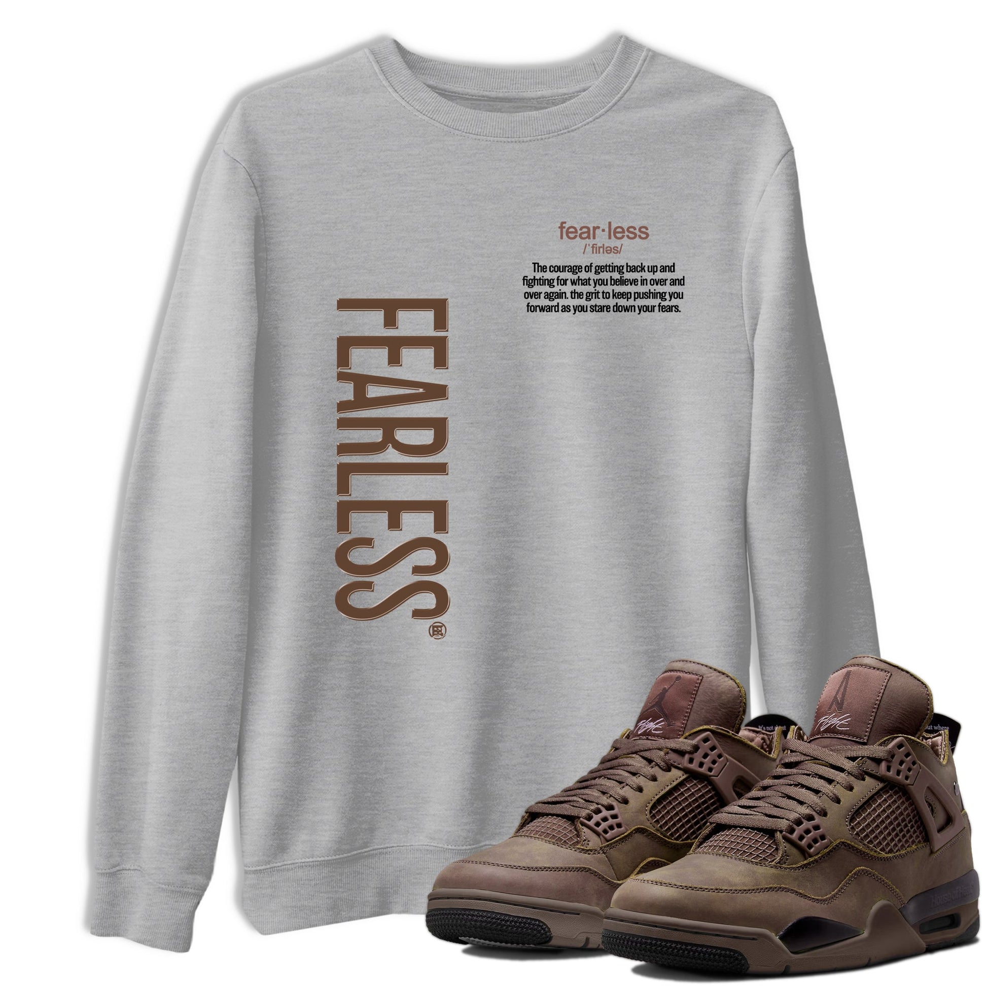 Best Christmas gifts for sneakerheads - Sneaker Tees To Match Air Jordan 4 A Ma Maniere x Dark Mocha Sneakers – Fearless Definition Tee Heather Grey 1