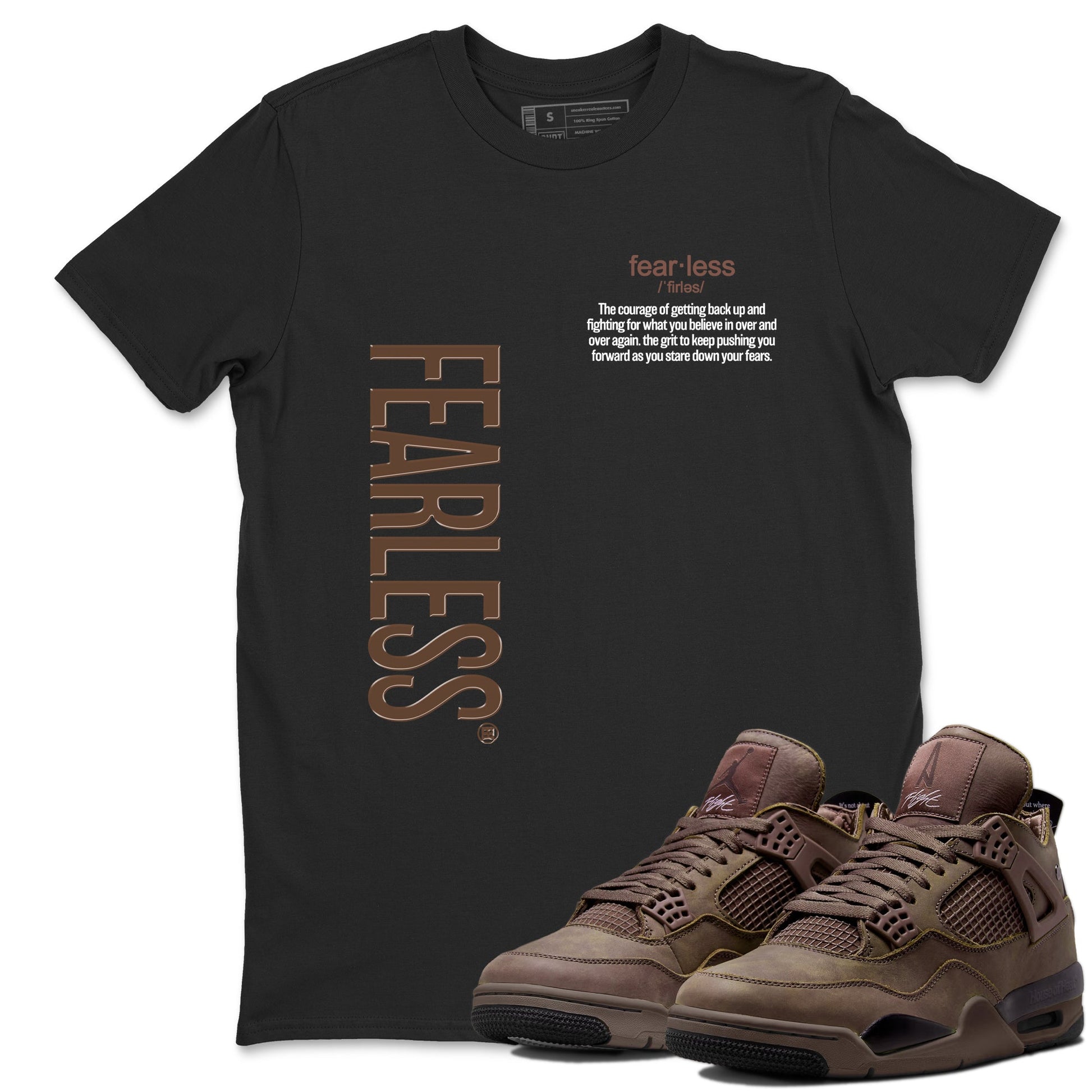 Best Christmas gifts for sneakerheads - Sneaker Tees To Match Air Jordan 4 A Ma Maniere x Dark Mocha Sneakers – Fearless Definition Tee Black 1