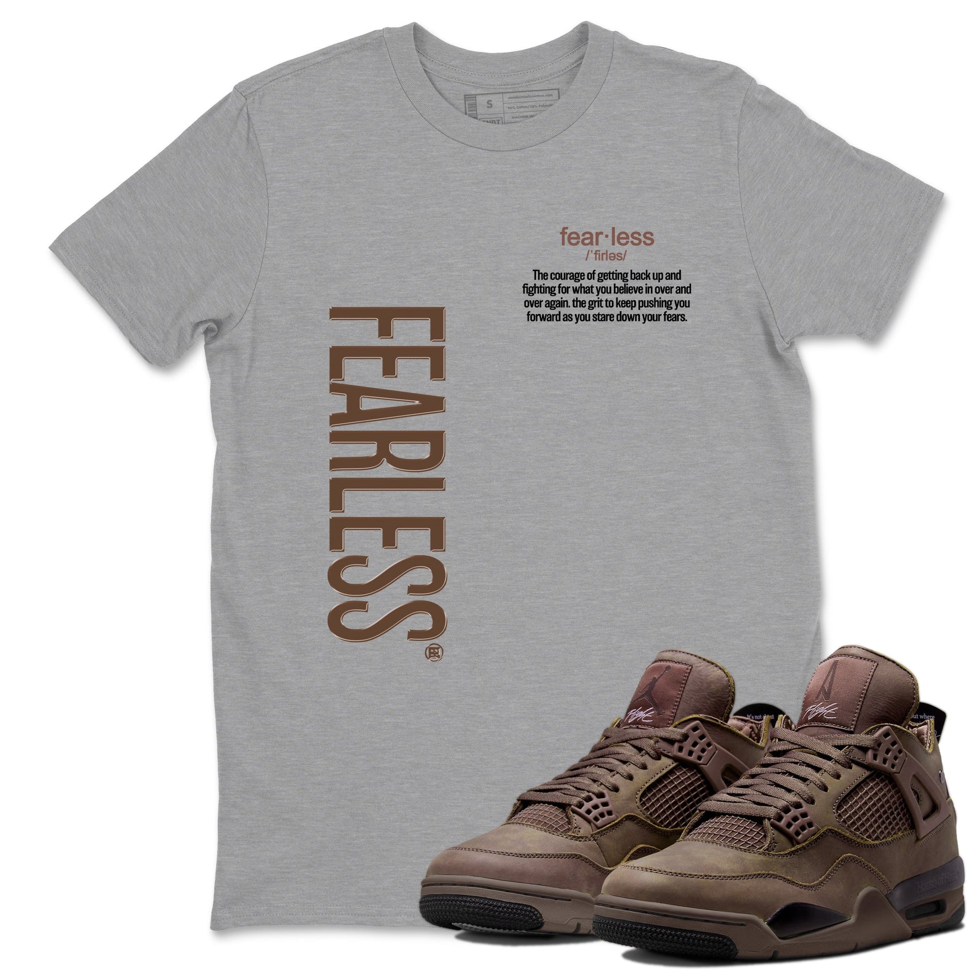 Best Christmas gifts for sneakerheads - Sneaker Tees To Match Air Jordan 4 A Ma Maniere x Dark Mocha Sneakers – Fearless Definition Tee Heather Grey 1