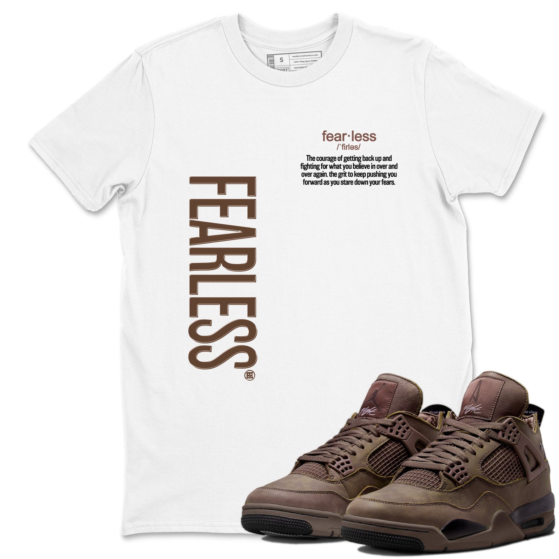 Best Christmas gifts for sneakerheads - Sneaker Tees To Match Air Jordan 4 A Ma Maniere x Dark Mocha Sneakers – Fearless Definition Tee White 1
