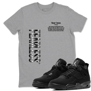 4s Black Cat Sneaker match tees – Sneaker Tees To Match Air Jordan 4 Black Cat Shoes – Fearless Definition Tee Heather Grey 1