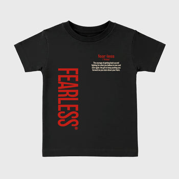 Fearless Definition affordable baby and kids t-shirt designed to match the Air Jordan 4 Brick After Brick, featuring coordinated Black 2 options for the perfect little sneakerhead streetwear look.