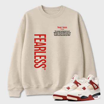 Fearless Definition Graphic T-Shirt sneaker match tee designed for the Air Jordan 4 Brick After Brick, featuring coordinated color options for a perfect streetwear match. Natural 1 shirt.