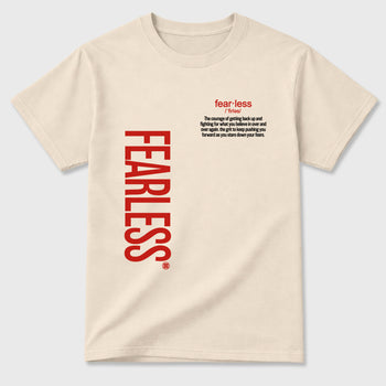 Fearless Definition Graphic T-Shirt sneaker match tee designed for the Air Jordan 4 Brick After Brick, featuring coordinated color options for a perfect streetwear match. Natural 2 shirt.