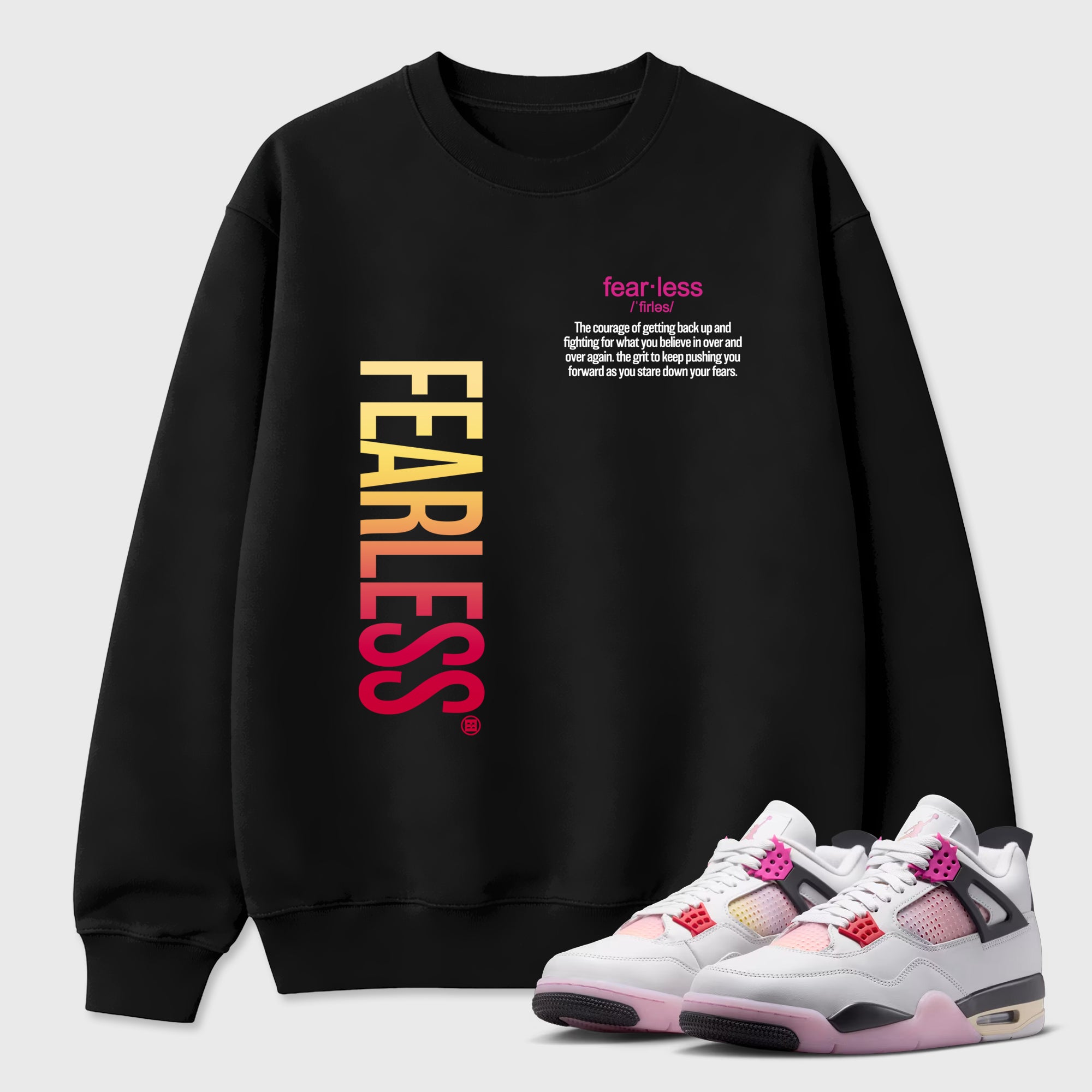 Fearless Definition Graphic T-Shirt featuring original streetwear artwork designed to match the Air Jordan 4 Comic. Black 1 Graphic Tee.