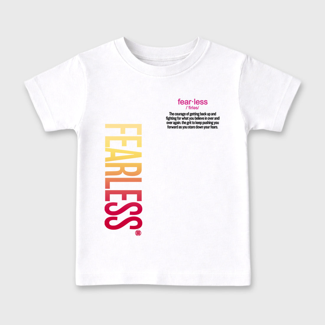 Fearless Definition Baby & Kids Graphic T-Shirt featuring original artwork designed to match the Air Jordan 4 Comic. White 2 Kids Graphic Tee.