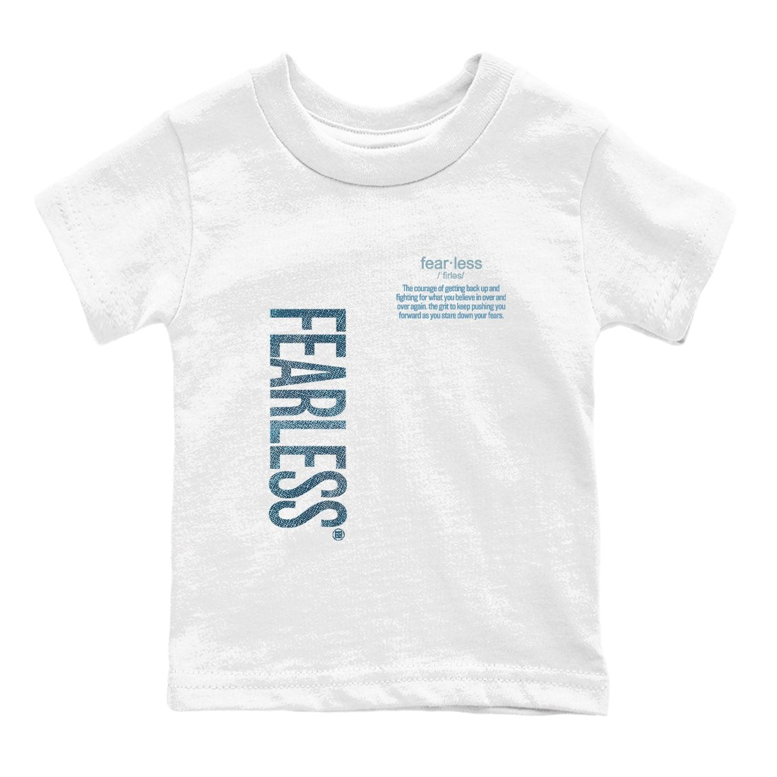 Sneaker match tees – Sneaker Tees To Match 4s Worn Blue Air Jordan 4 Denim Shoes – Fearless Definition Kids T-Shirt White 2