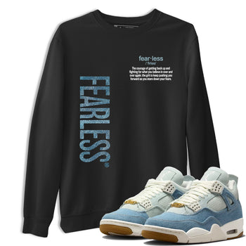 Sneaker match tees – Sneaker Tees To Match 4s Worn Blue Air Jordan 4 Denim Shoes – Fearless Definition Tee Black 1