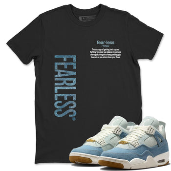 Sneaker match tees – Sneaker Tees To Match 4s Worn Blue Air Jordan 4 Denim Shoes – Fearless Definition Tee Black 1