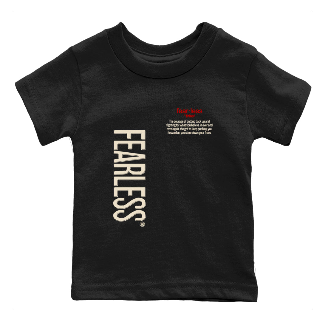 Sneaker match tees – Sneaker Tees To Match Air Jordan 4 Flight Club Shoes – Fearless Definition Kids T-Shirt Black 2