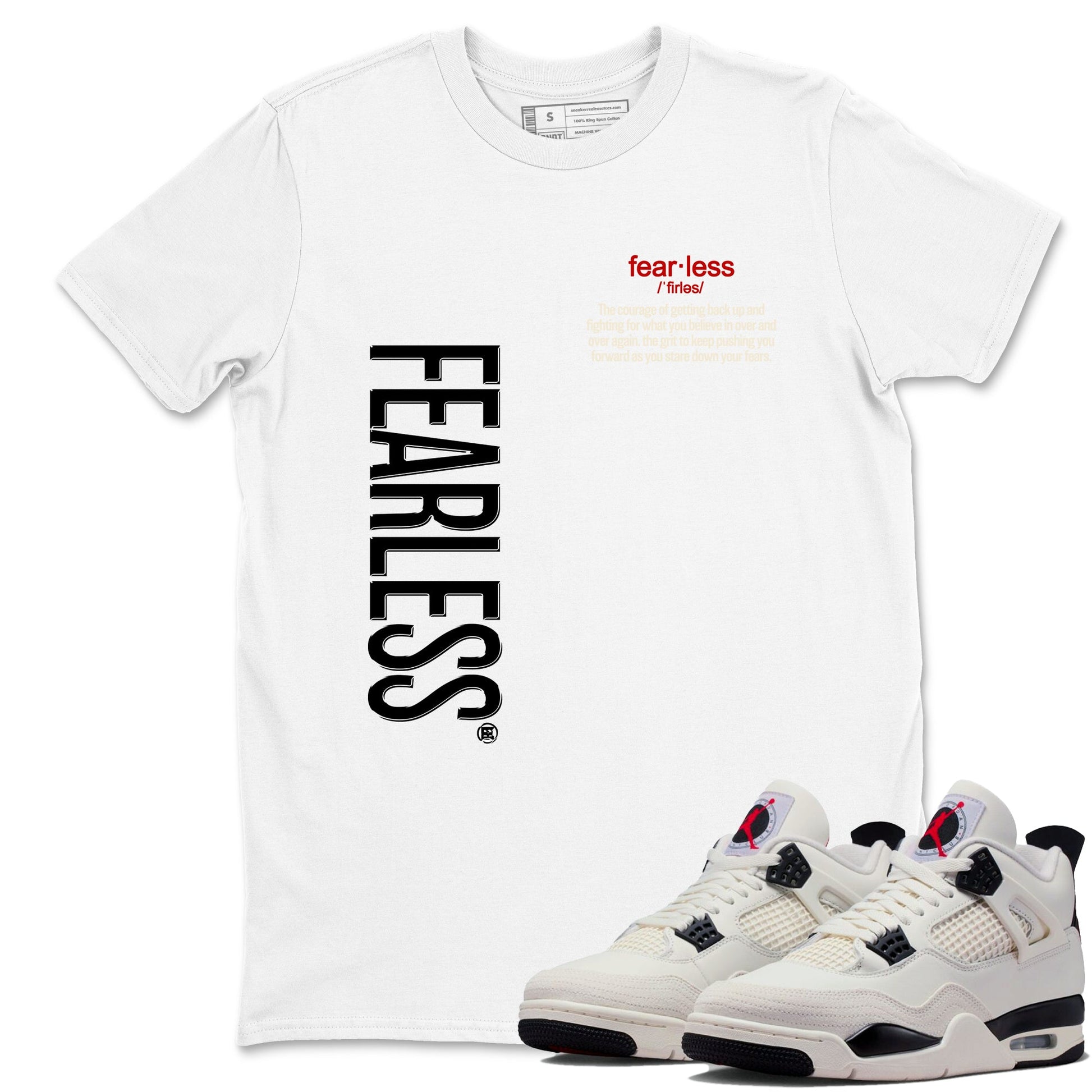 Sneaker match tees – Sneaker Tees To Match Air Jordan 4 Flight Club Shoes – Fearless Definition Tee White 1