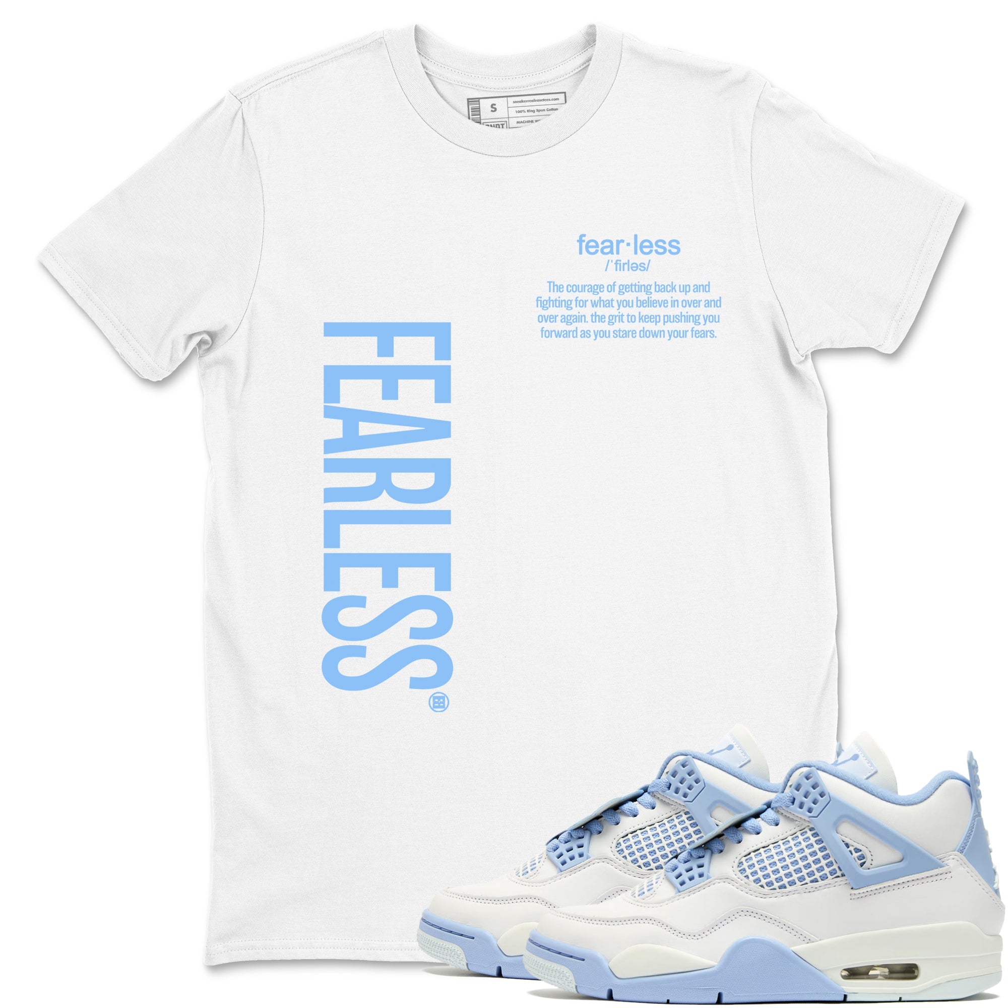 4s Forget Me Not shirts to match jordans Fearless Definition graphic tees Air Jordan 4 Forget Me Not match shoes to clothes SNRT Sneaker Tees unisex cotton White 1 shirts