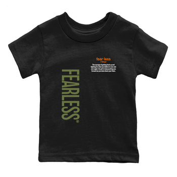 Sneaker match tees – Sneaker Tees To Match Undefeated inspired colorways Air Jordan 4 OG Olive Shoes  – Fearless Definition Kids T-Shirt Black 2