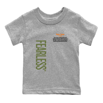 Sneaker match tees – Sneaker Tees To Match Undefeated inspired colorways Air Jordan 4 OG Olive Shoes  – Fearless Definition Kids T-Shirt Heather Grey 2