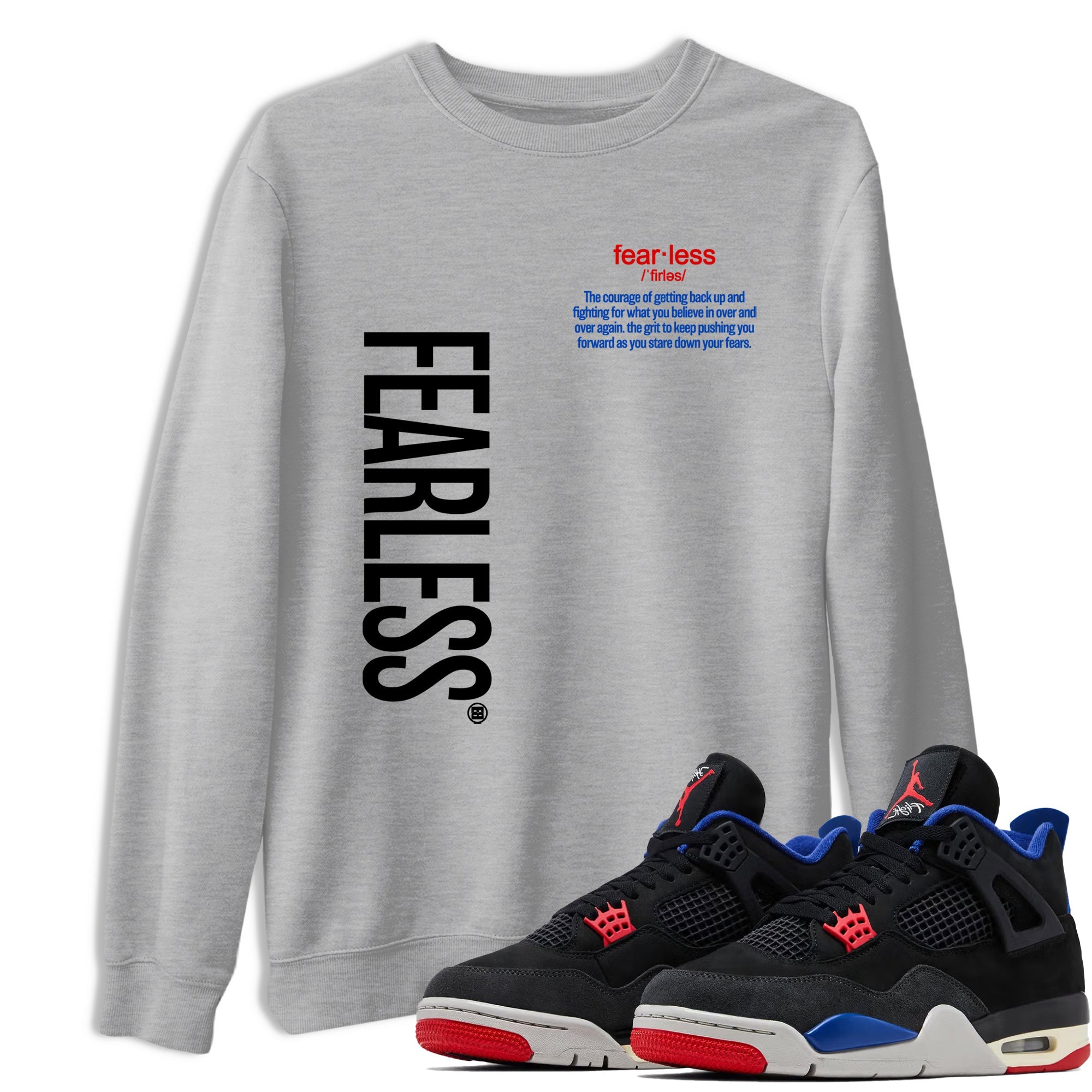 Sneaker match tees – Sneaker Tees To Match Jordan 4 Retro Rare Air Shoes – Fearless Definition Tee Heather Grey 1