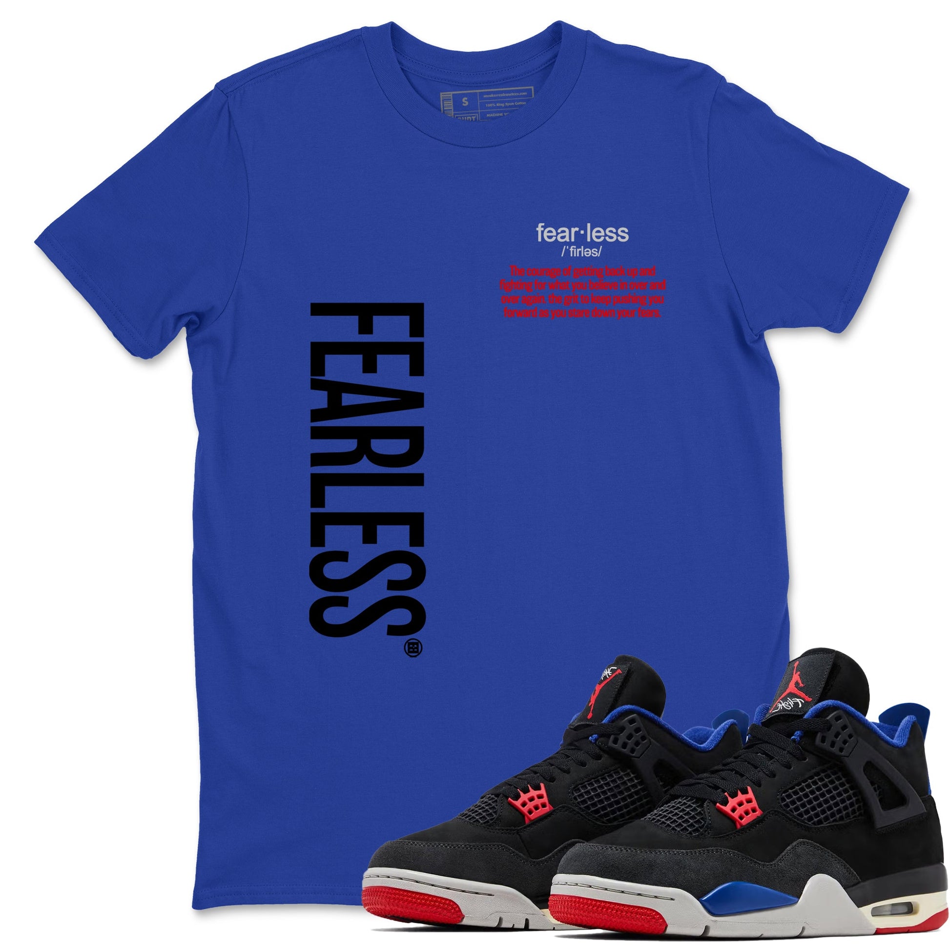 Sneaker match tees – Sneaker Tees To Match Jordan 4 Retro Rare Air Shoes – Fearless Definition Tee Royal Blue 1