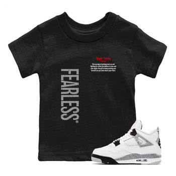 4s White Cement shirts to match jordans Fearless Definition sneaker match tees Air Jordan 4 Retro OG White Cement match shoes to clothes SNRT Sneaker Tees Youth Baby Black 1 tee