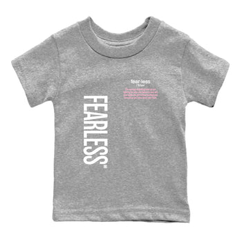 Fearless Definition baby and kids t-shirt crafted for little sneakerheads to shine with the Air Jordan 5 35th Anniversary sneakers, displayed in Heather Grey 2.