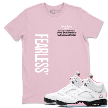 Fearless Definition sneaker match t-shirt styled to complete your fit with the Air Jordan 5 35th Anniversary sneakers, shown in Pink 1.