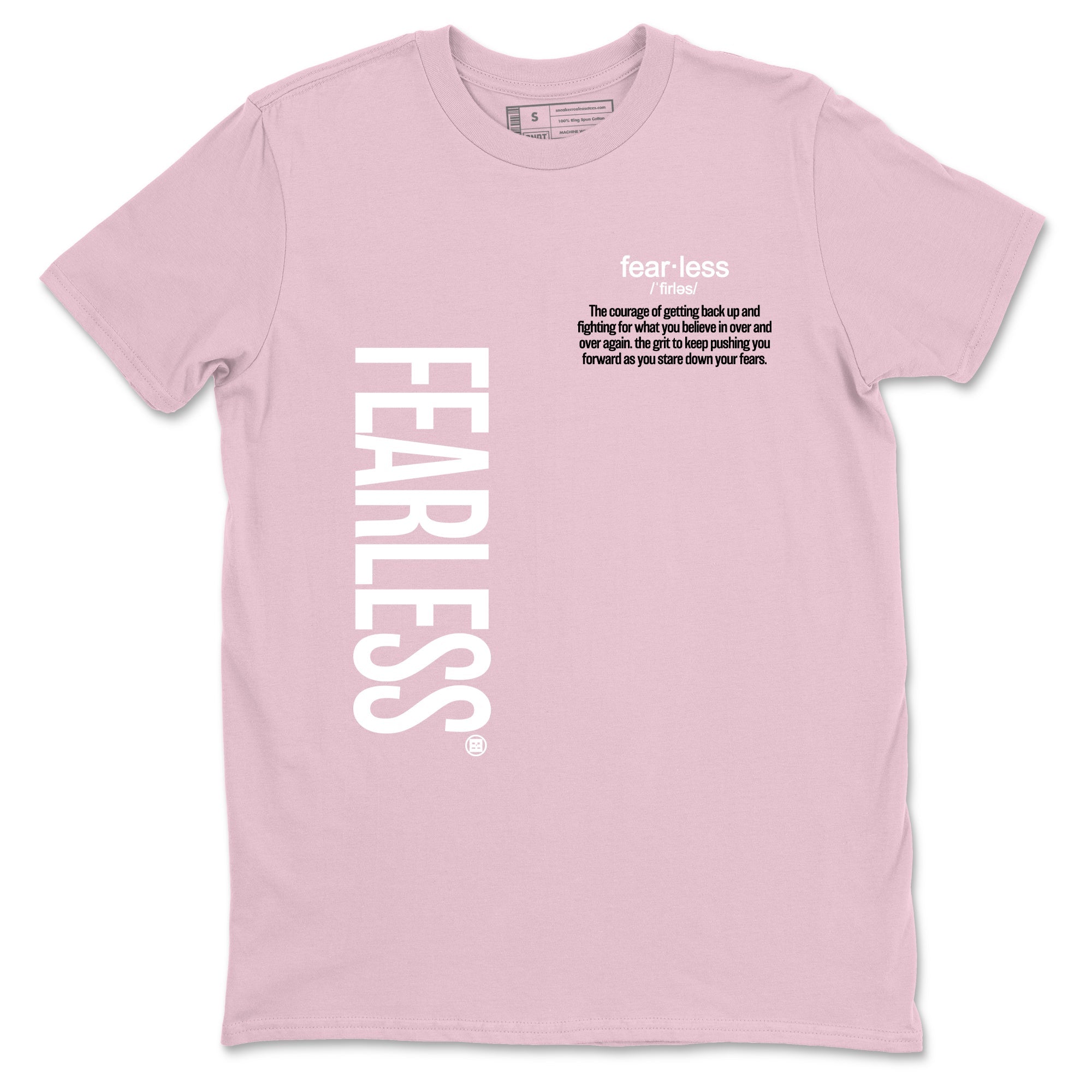 Fearless Definition sneaker match t-shirt styled to complete your fit with the Air Jordan 5 35th Anniversary sneakers, shown in Pink 2.