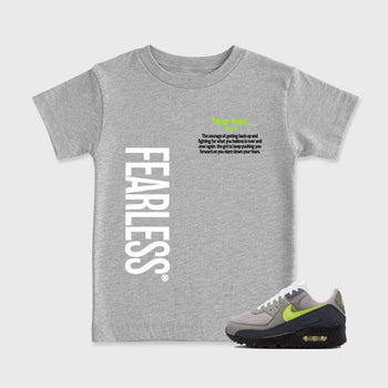 Sneaker match tees – Sneaker Tees To Match Air Max 90 Neon Yellow Shoes – Fearless Definition Kids T-Shirt Heather Grey 1