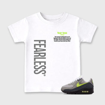 Sneaker match tees – Sneaker Tees To Match Air Max 90 Neon Yellow Shoes – Fearless Definition Kids T-Shirt White 1
