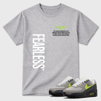 Sneaker match tees – Sneaker Tees To Match Air Max 90 Neon Yellow Shoes – Fearless Definition Tee Heather Grey 1