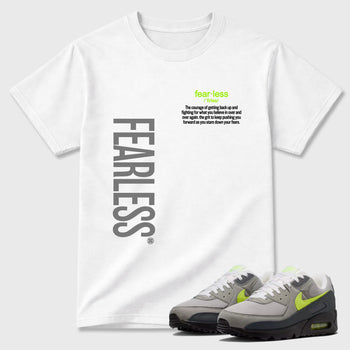 Sneaker match tees – Sneaker Tees To Match Air Max 90 Neon Yellow Shoes – Fearless Definition Tee White 1