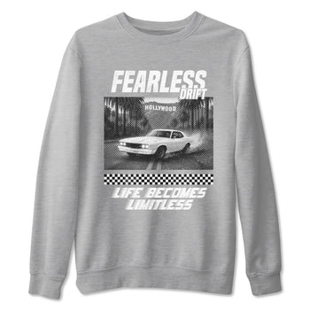 Fearless Drift sneaker match t-shirt styled to complete your fit with the Air Foamposite One Triple White sneakers, shown in Heather Grey 2.