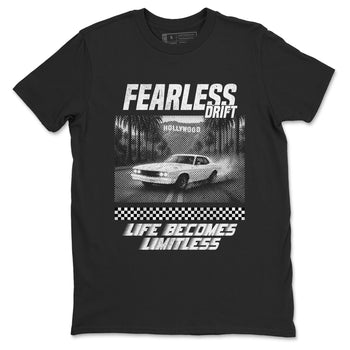 Fearless Drift sneaker match t-shirt styled to complete your fit with the Air Foamposite One Triple White sneakers, shown in Black 2.