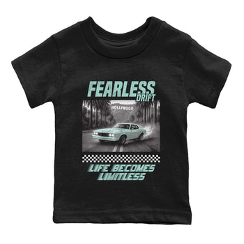 Fearless Drift baby and kids t-shirt crafted for little sneakerheads to shine with the Air Jordan 11 Igloo sneakers, displayed in Black 2.