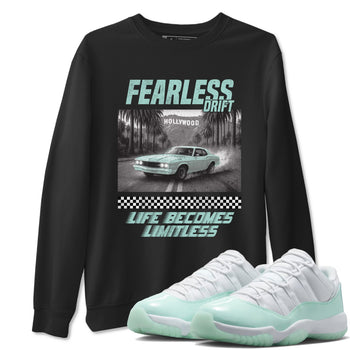 Fearless Drift sneaker match t-shirt styled to complete your fit with the Air Jordan 11 Igloo sneakers, shown in Black 1.